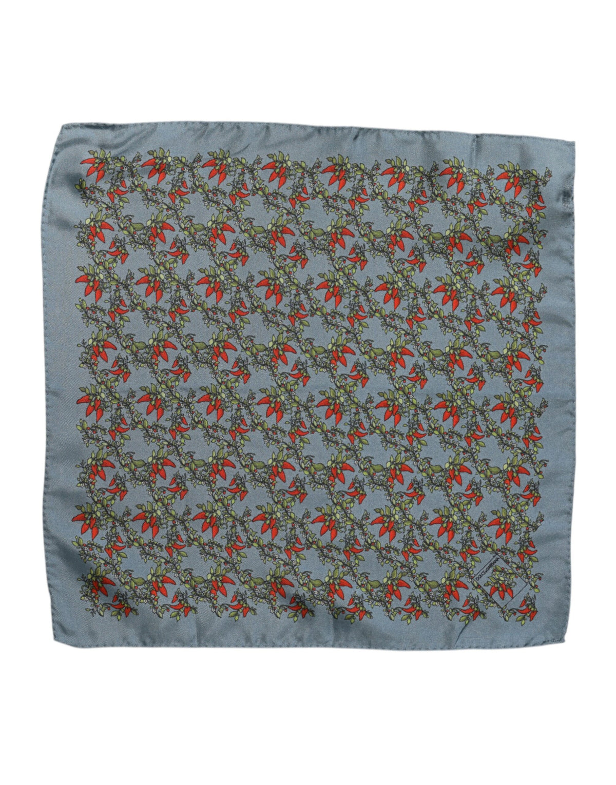 Foulard carré en soie Dolce &amp; Gabbana pour homme, motif piments gris