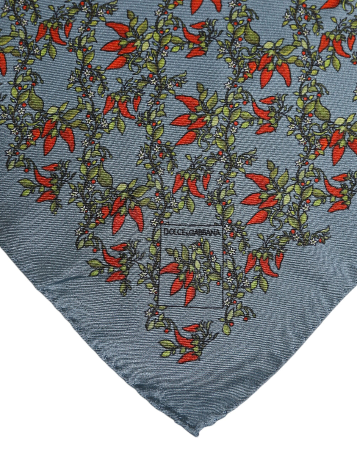Foulard carré en soie Dolce &amp; Gabbana pour homme, motif piments gris