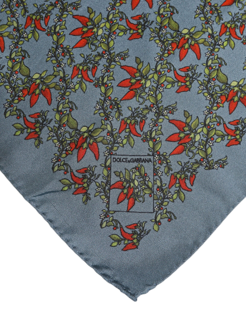 Dolce &amp; Gabbana Grijze Chilis Zijden Vierkante Heren Foulard Sjaal