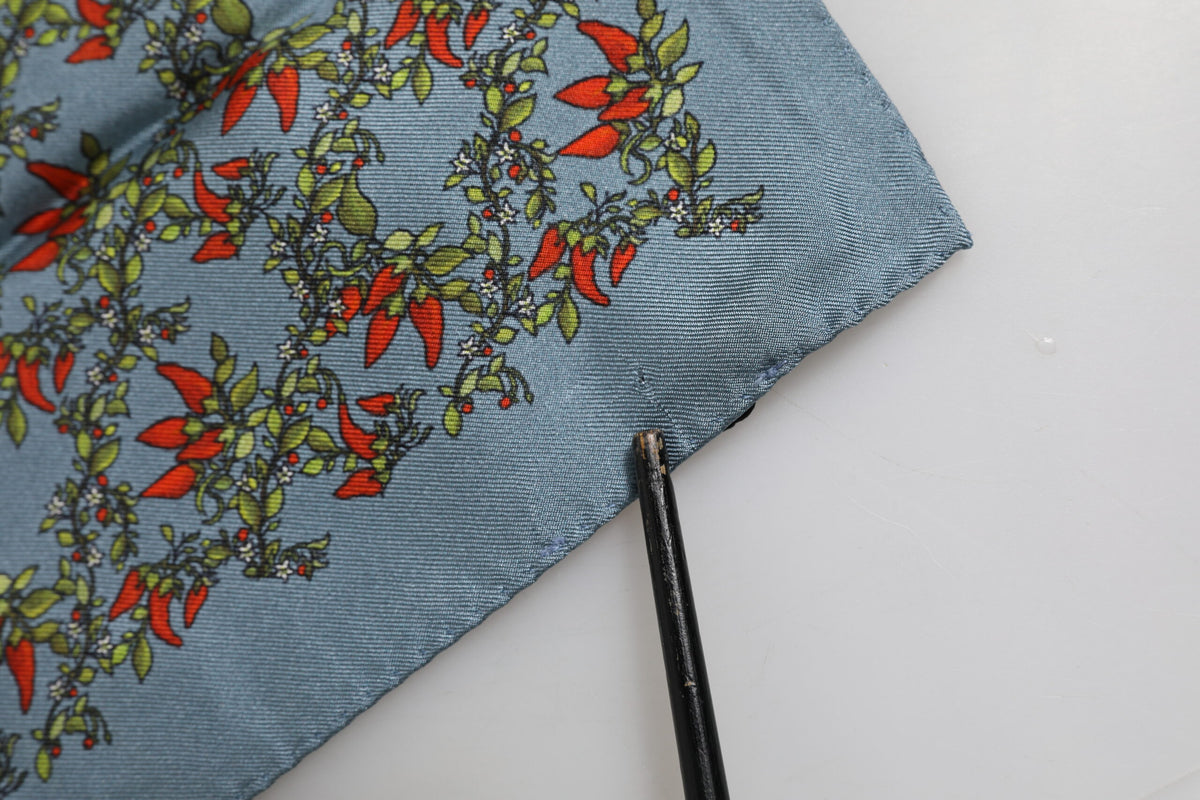 Foulard carré en soie Dolce &amp; Gabbana pour homme, motif piments gris