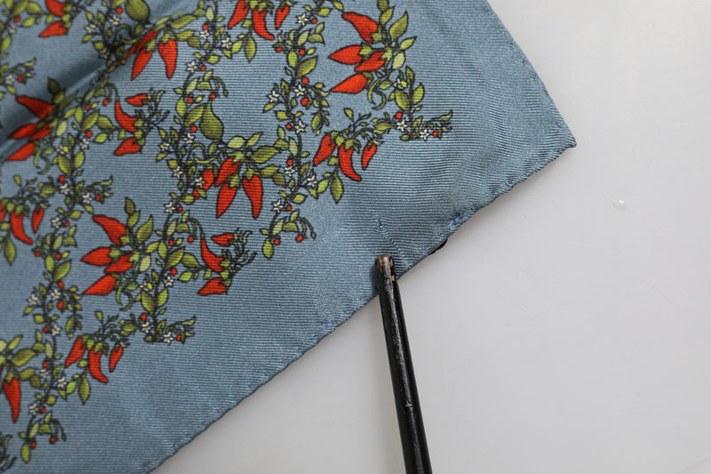 Dolce &amp; Gabbana Grijze Chilis Zijden Vierkante Heren Foulard Sjaal