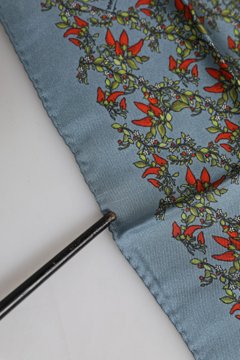 Dolce &amp; Gabbana Grijze Chilis Zijden Vierkante Heren Foulard Sjaal