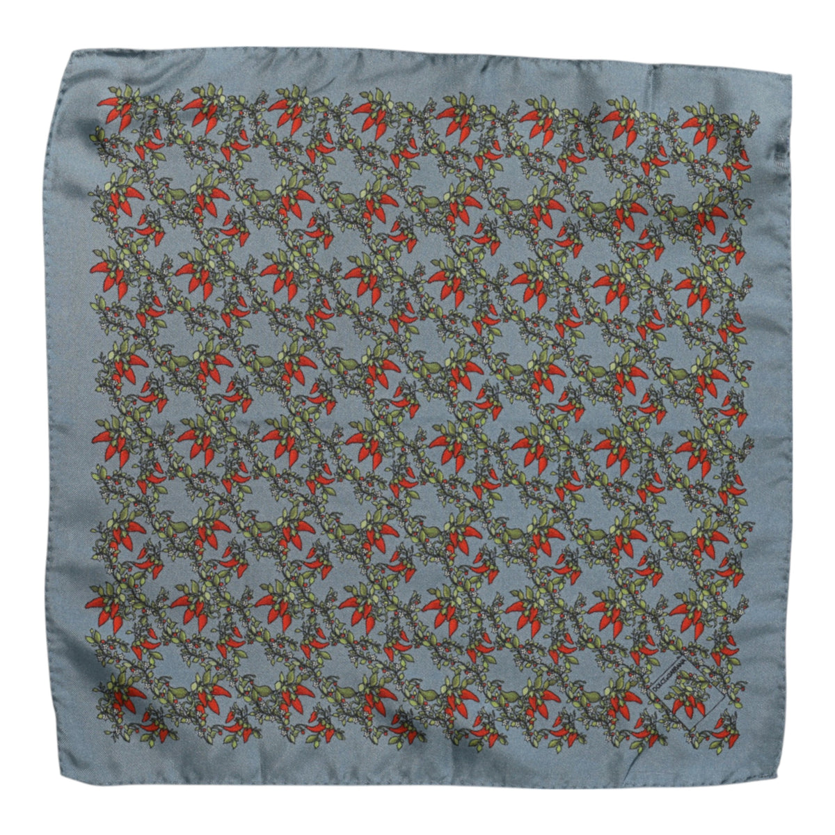 Foulard carré en soie Dolce &amp; Gabbana pour homme, motif piments gris