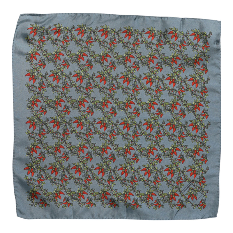 Dolce &amp; Gabbana Grijze Chilis Zijden Vierkante Heren Foulard Sjaal