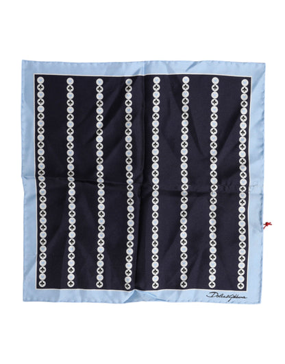 Dolce & Gabbana Blue Printed Silk Square Men Foulard Scarf