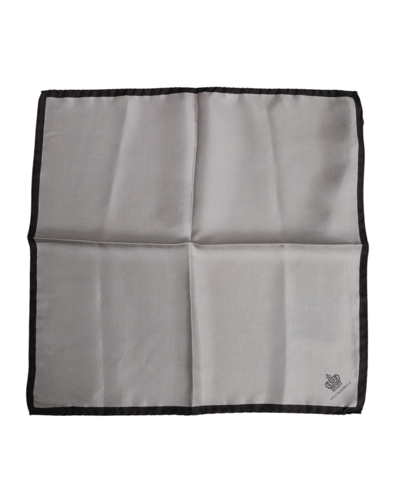 Dolce &amp; Gabbana Grijze DG Crown Zijden Vierkante Heren Foulard Sjaal