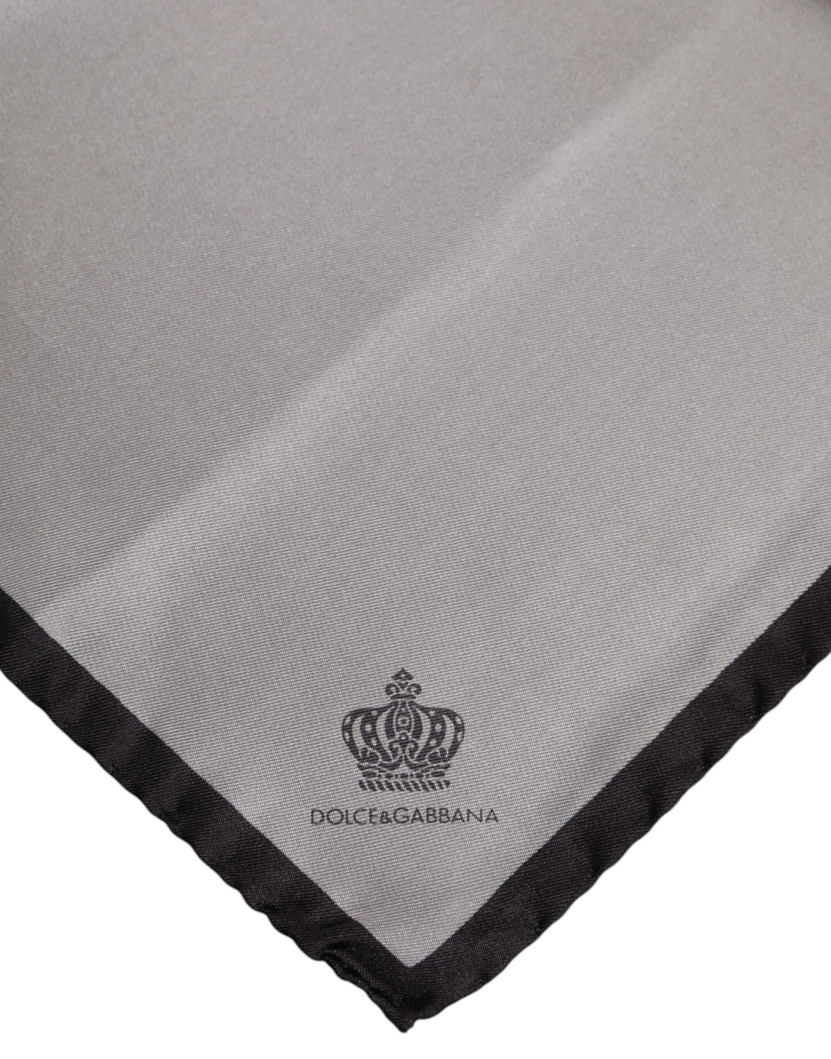 Dolce &amp; Gabbana Grijze DG Crown Zijden Vierkante Heren Foulard Sjaal