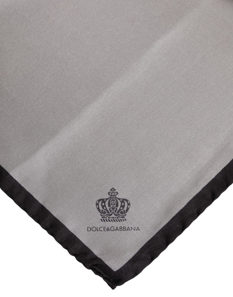 Dolce &amp; Gabbana Grijze DG Crown Zijden Vierkante Heren Foulard Sjaal