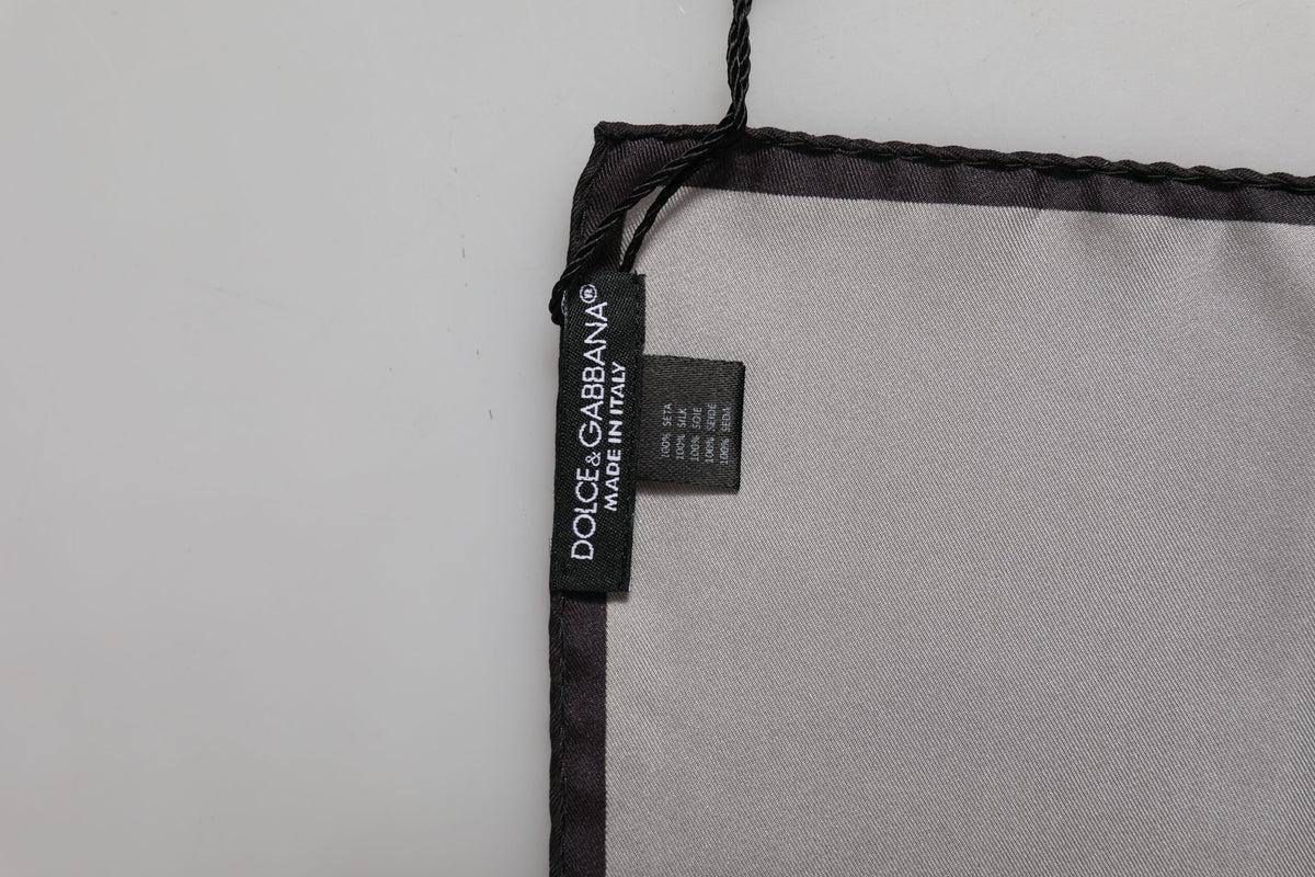 Dolce &amp; Gabbana Grijze DG Crown Zijden Vierkante Heren Foulard Sjaal