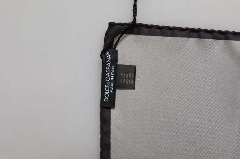 Dolce &amp; Gabbana Grijze DG Crown Zijden Vierkante Heren Foulard Sjaal
