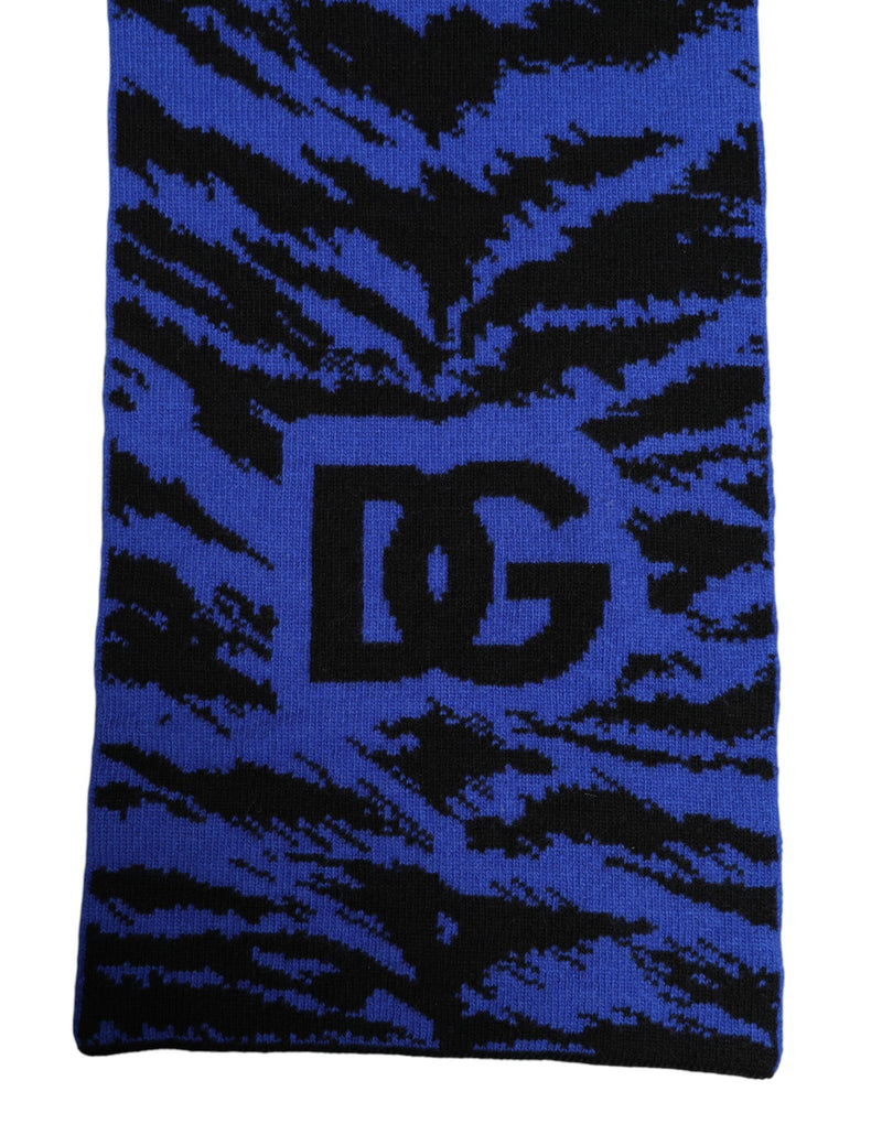 Foulard châle cache-cou Dolce &amp; Gabbana bleu noir avec logo