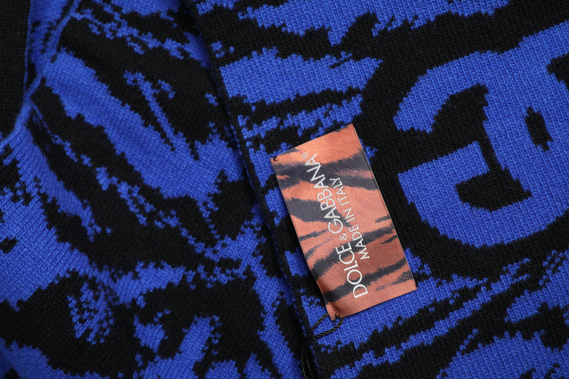 Foulard châle cache-cou Dolce &amp; Gabbana bleu noir avec logo