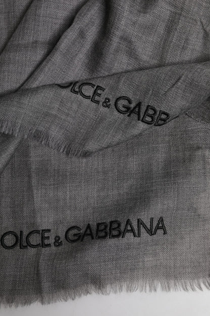 Foulard châle cache-cou imprimé logo gris Dolce & Gabbana