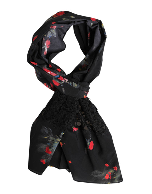 Dolce & Gabbana Écharpe Wrap Noire à Imprimé Floral