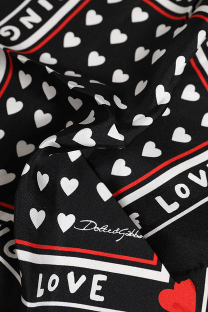 Foulard carré en soie imprimé noir Dolce & Gabbana pour homme