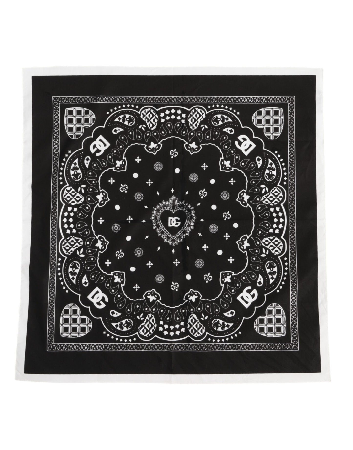 Foulard carré bandana noir et blanc Dolce & Gabbana pour homme