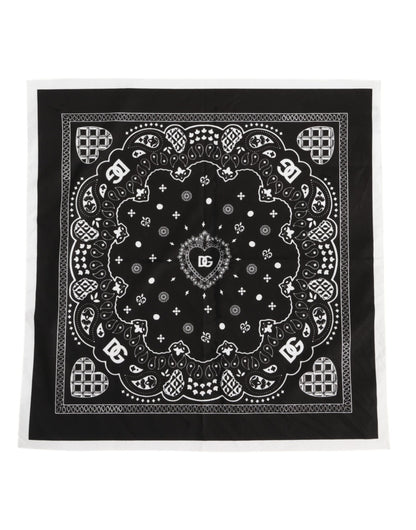 Foulard carré bandana noir et blanc Dolce & Gabbana pour homme