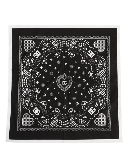 Foulard carré bandana noir et blanc Dolce & Gabbana pour homme