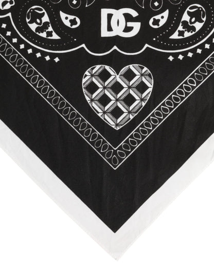 Foulard carré bandana noir et blanc Dolce & Gabbana pour homme