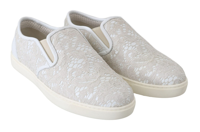 Brogues plates en cuir blanc à lacets Dolce &amp; Gabbana