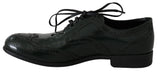 Chaussures Oxford à bout en aile en cuir vert broqué de Dolce &amp; Gabbana