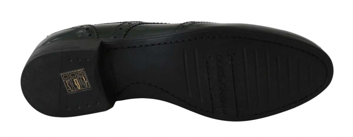 Chaussures Oxford à bout en aile en cuir vert broqué de Dolce &amp; Gabbana