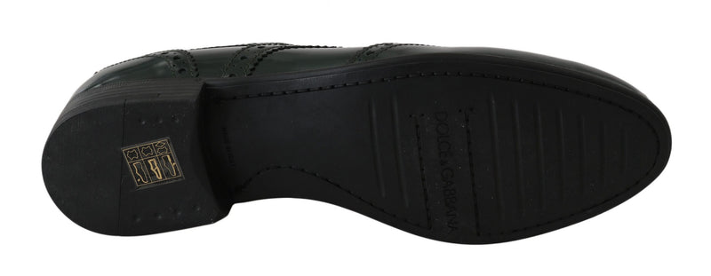 Chaussures Oxford à bout en aile en cuir vert broqué de Dolce &amp; Gabbana
