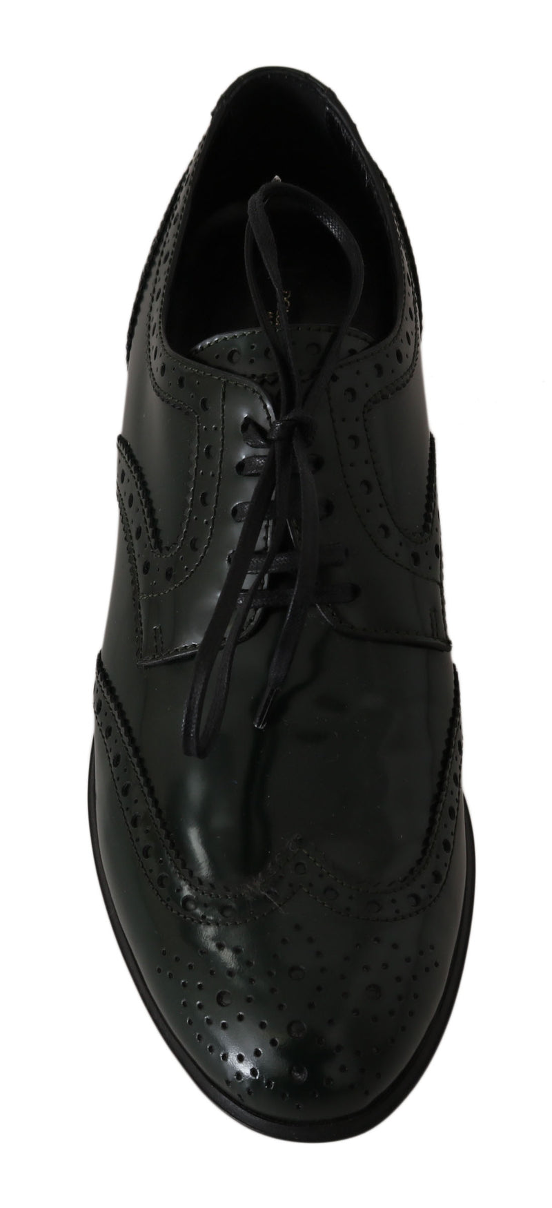 Chaussures Oxford à bout en aile en cuir vert broqué de Dolce &amp; Gabbana