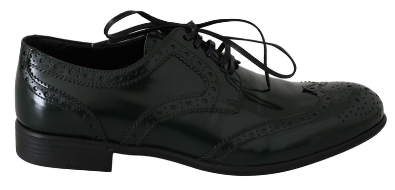 Chaussures Oxford à bout en aile en cuir vert broqué de Dolce &amp; Gabbana