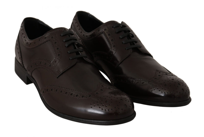 Boutures en cuir marron à lacets de type Oxford de Dolce &amp; Gabbana