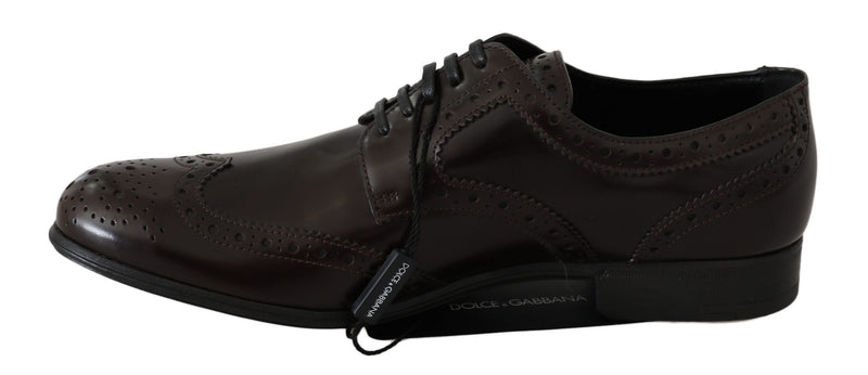 Boutures en cuir marron à lacets de type Oxford de Dolce &amp; Gabbana