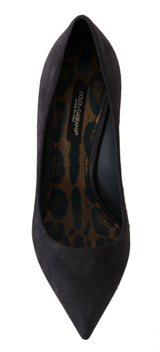 Escarpins à talons aiguilles en cuir suédé gris Dolce &amp; Gabbana