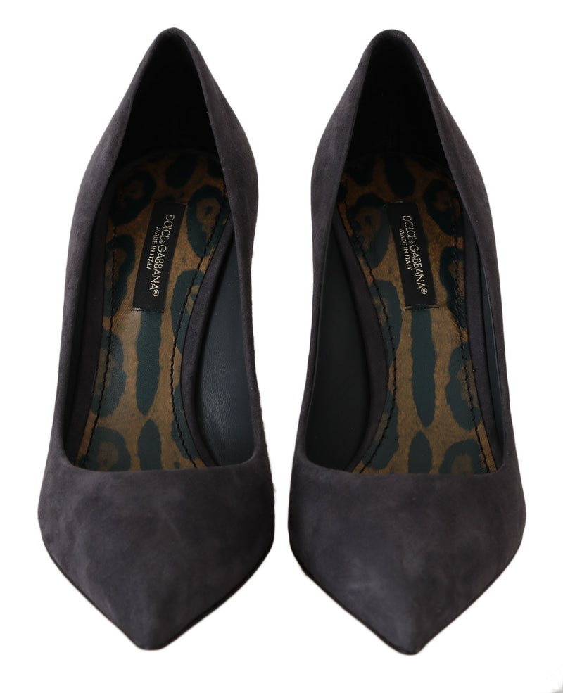 Escarpins à talons aiguilles en cuir suédé gris Dolce &amp; Gabbana