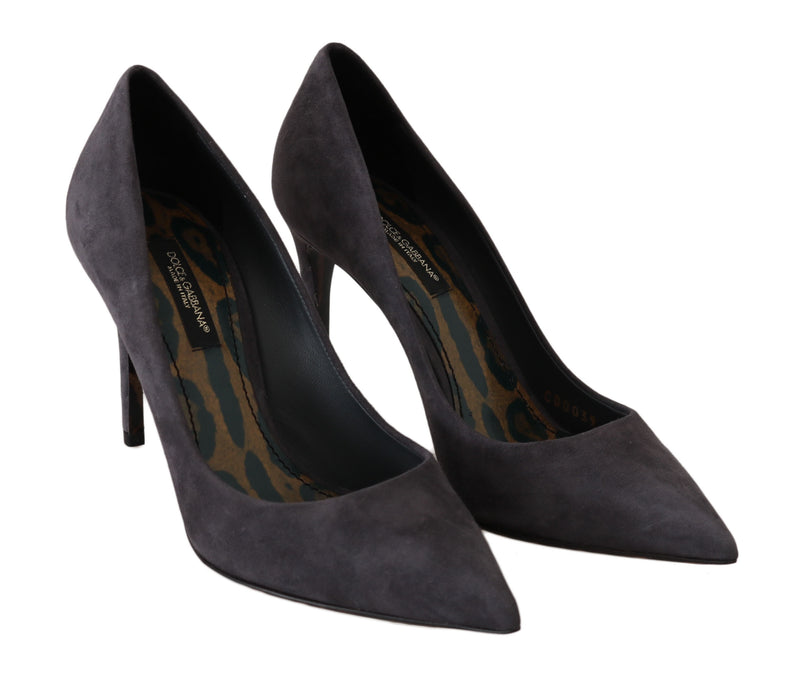 Escarpins à talons aiguilles en cuir suédé gris Dolce &amp; Gabbana