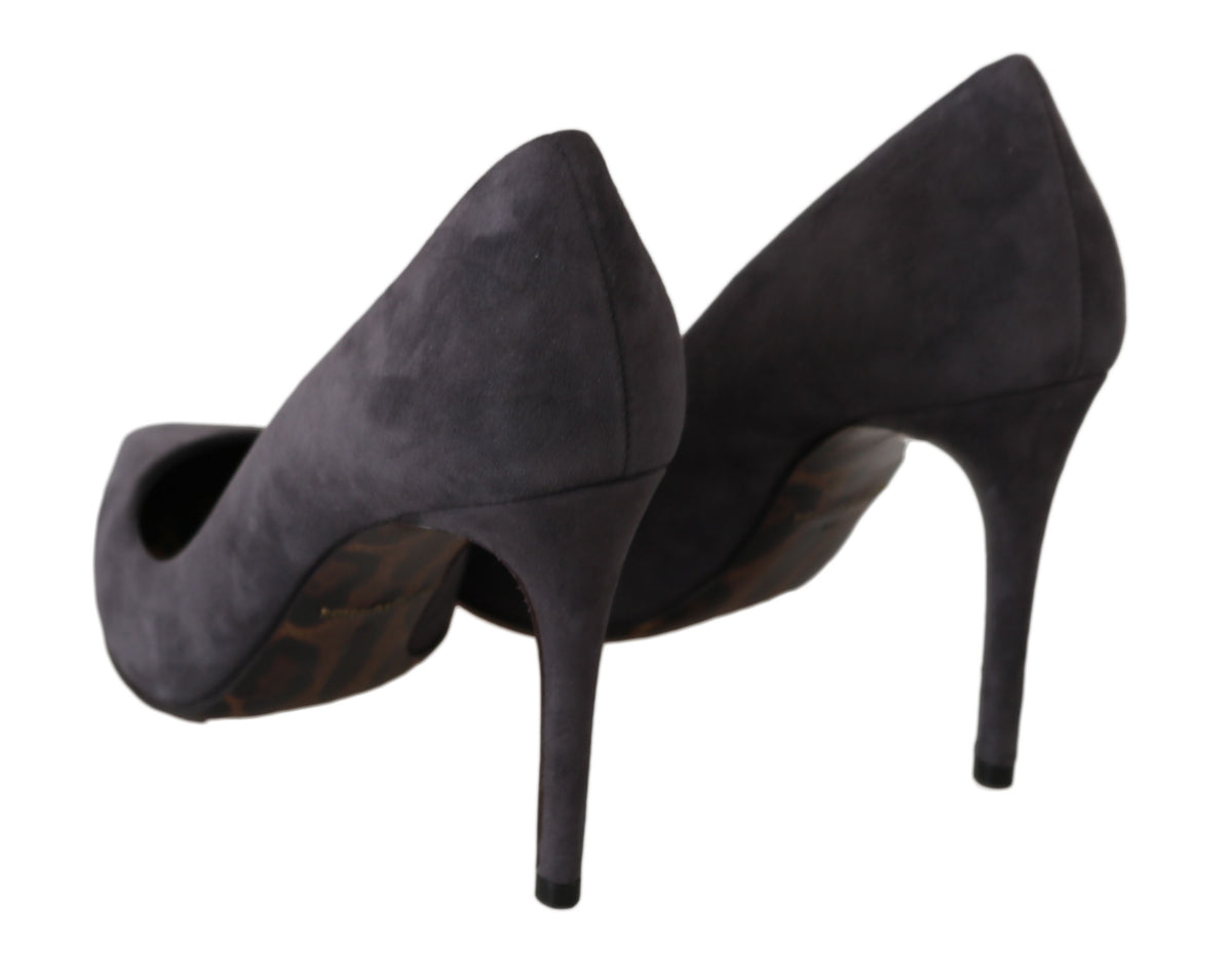 Escarpins à talons aiguilles en cuir suédé gris Dolce &amp; Gabbana