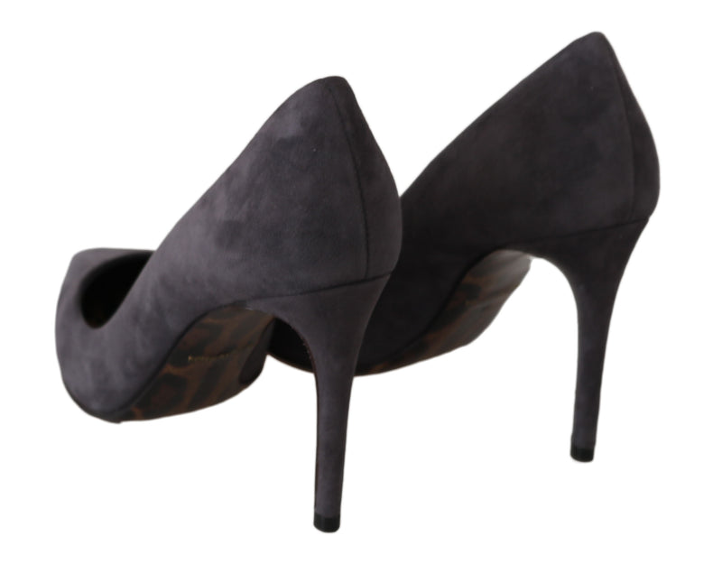 Escarpins à talons aiguilles en cuir suédé gris Dolce &amp; Gabbana