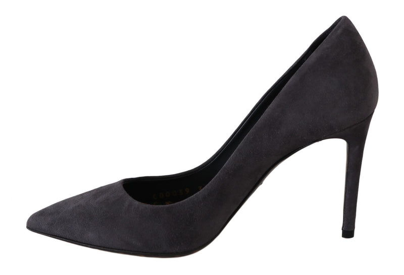 Escarpins à talons aiguilles en cuir suédé gris Dolce &amp; Gabbana