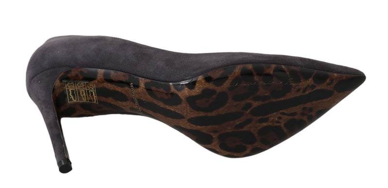 Escarpins à talons aiguilles en cuir suédé gris Dolce &amp; Gabbana