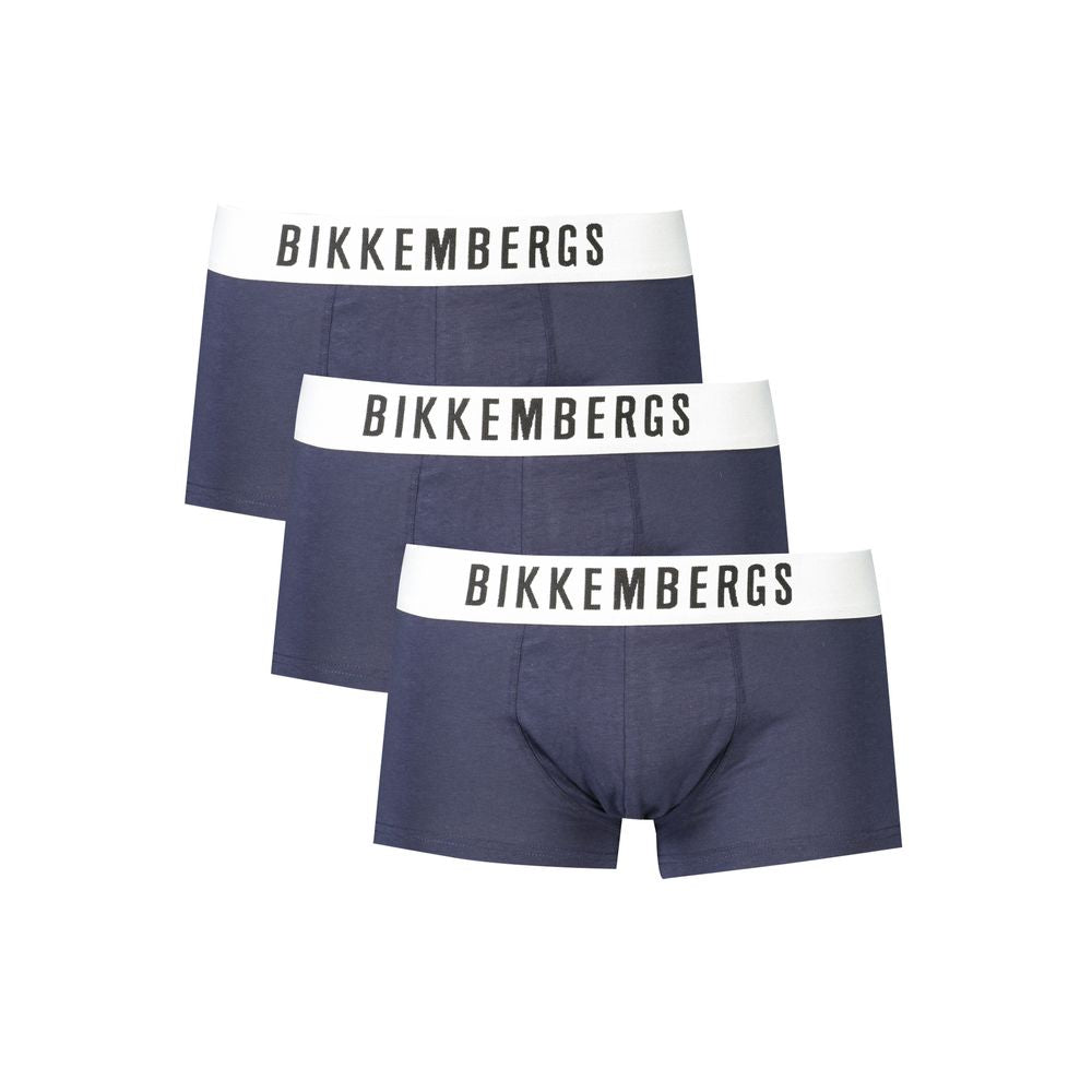 Bikkembergs Blue Cotton Boxer Briefs - Tri-Pack for Comfort and Style