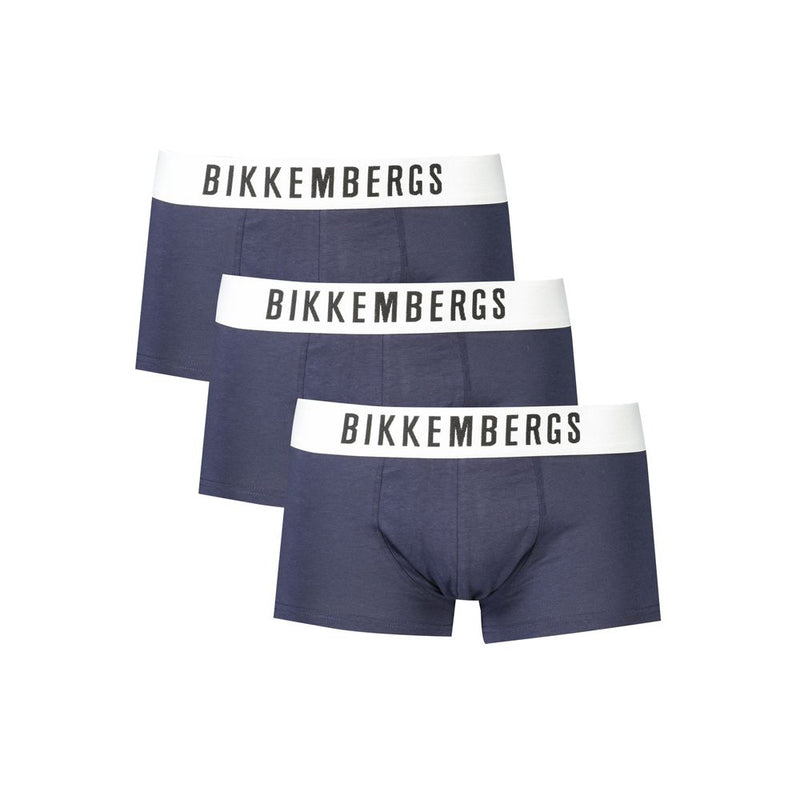 Bikkembergs Blue Cotton Boxer Briefs - Tri-Pack for Comfort and Style