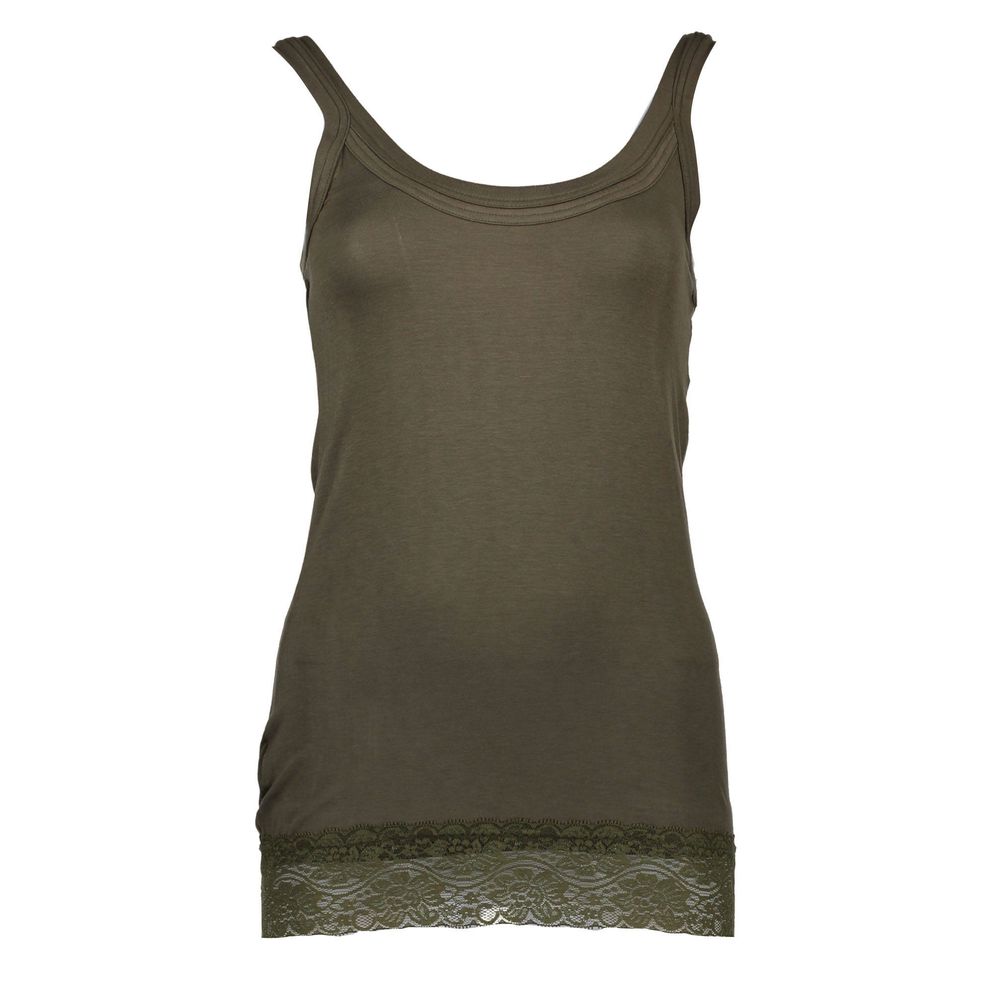 Silvian Heach Top en Coton Vert avec Inserts en Dentelle pour Femmes