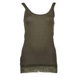 Silvian Heach Top en Coton Vert avec Inserts en Dentelle pour Femmes