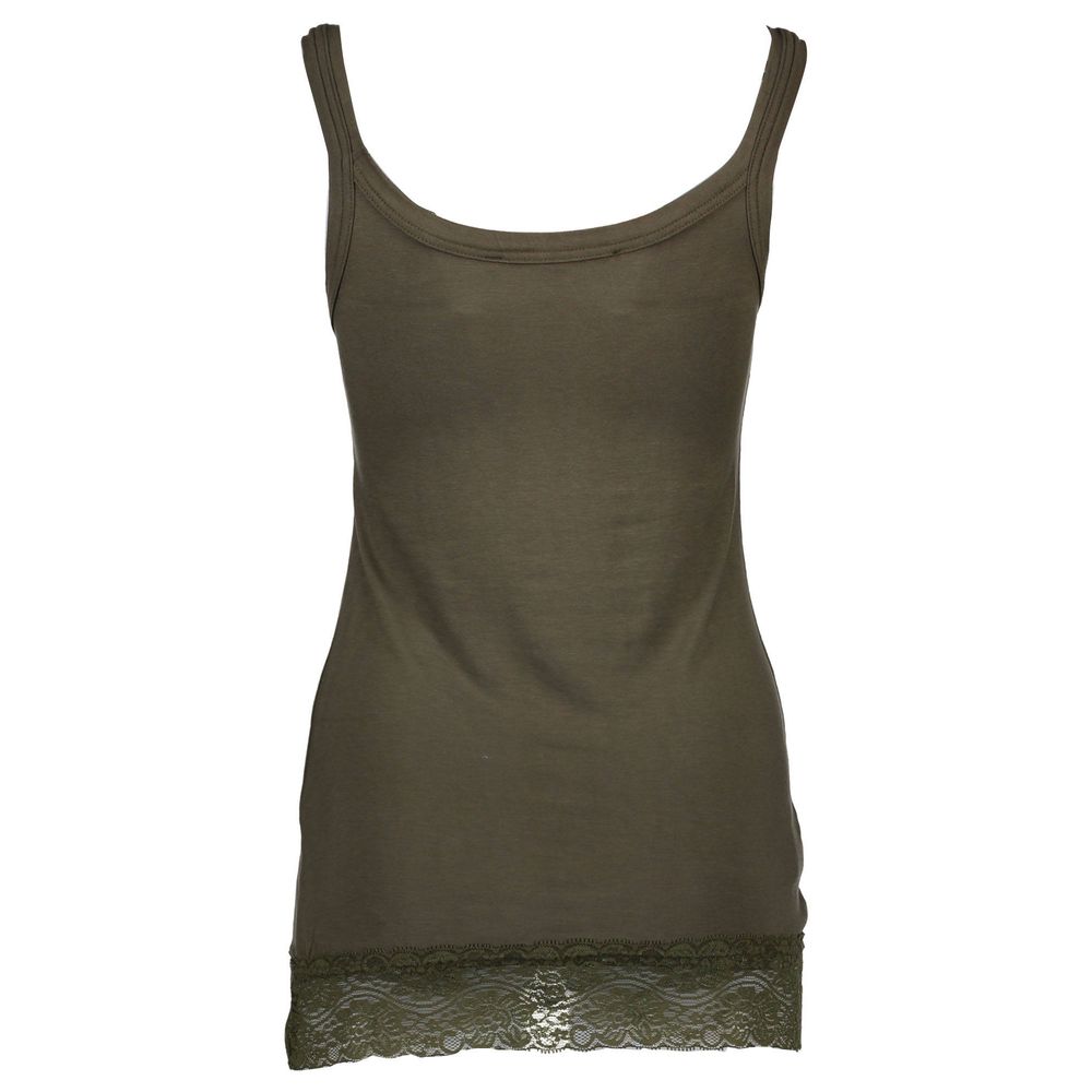 Silvian Heach Top en Coton Vert avec Inserts en Dentelle pour Femmes