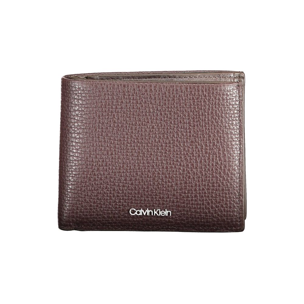 Portefeuille en cuir marron Calvin Klein