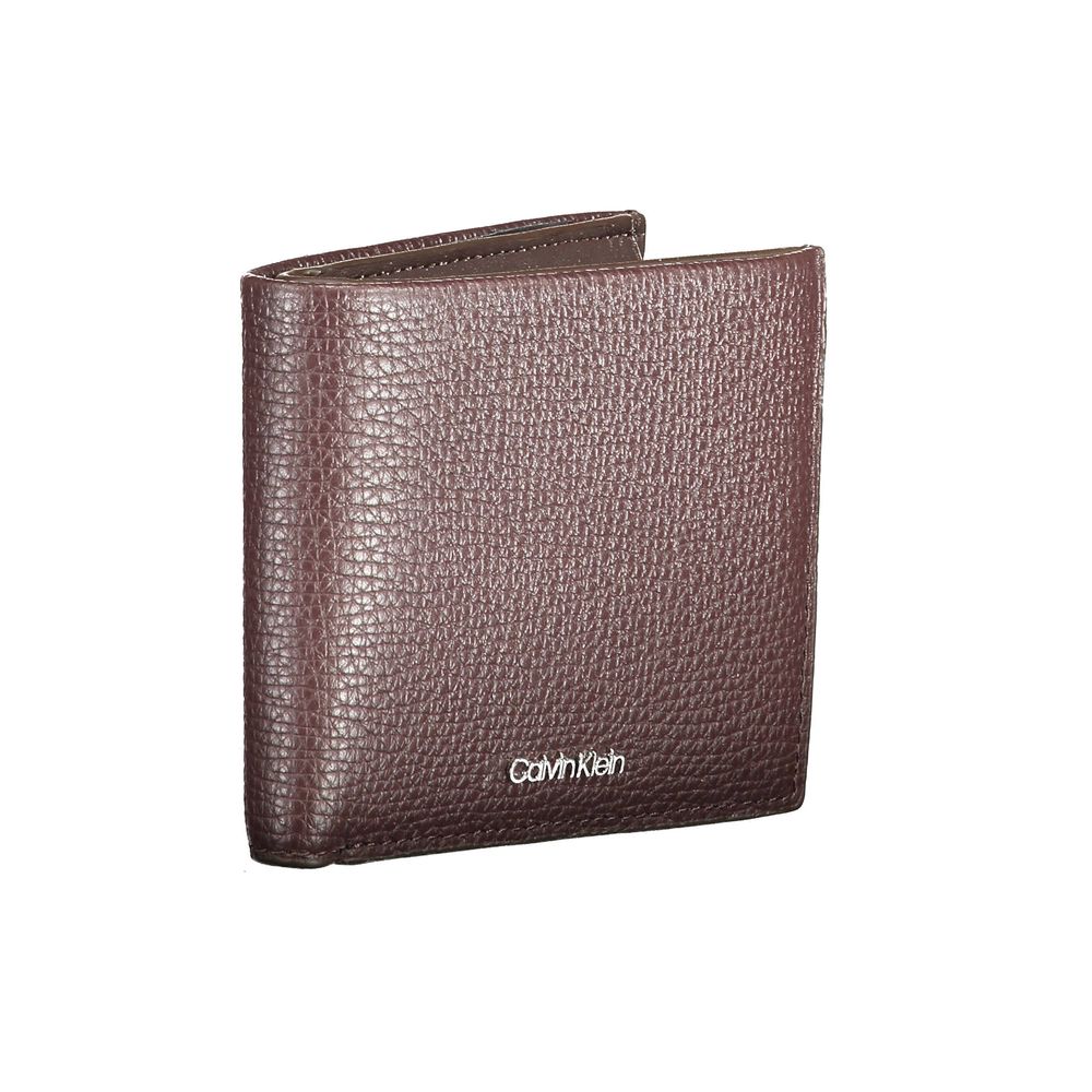 Portefeuille en cuir marron Calvin Klein
