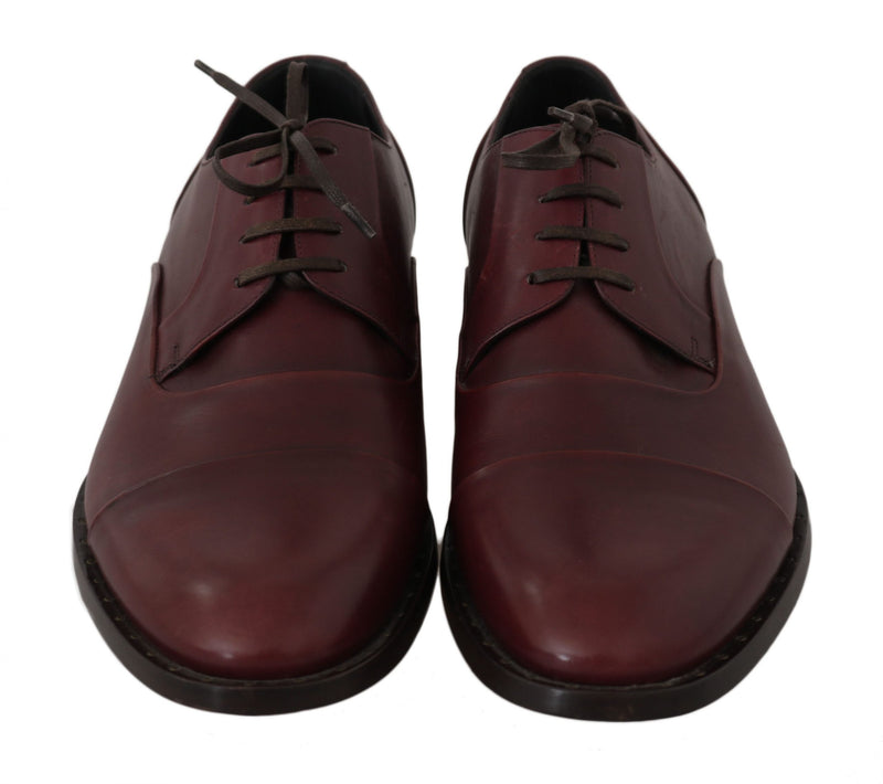 Chaussures habillées Derby en cuir rouge Bordeaux de Dolce &amp; Gabbana