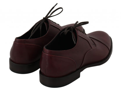 Chaussures habillées Derby en cuir rouge Bordeaux de Dolce & Gabbana