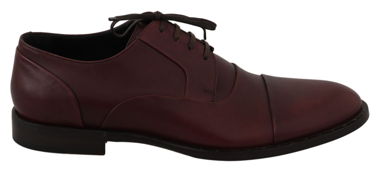 Chaussures habillées Derby en cuir rouge Bordeaux de Dolce & Gabbana