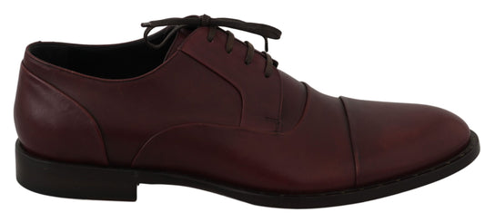 Chaussures habillées Derby en cuir rouge Bordeaux de Dolce & Gabbana