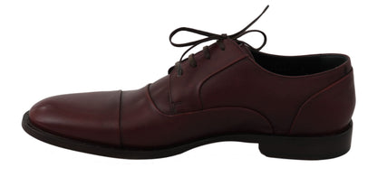 Chaussures habillées Derby en cuir rouge Bordeaux de Dolce & Gabbana